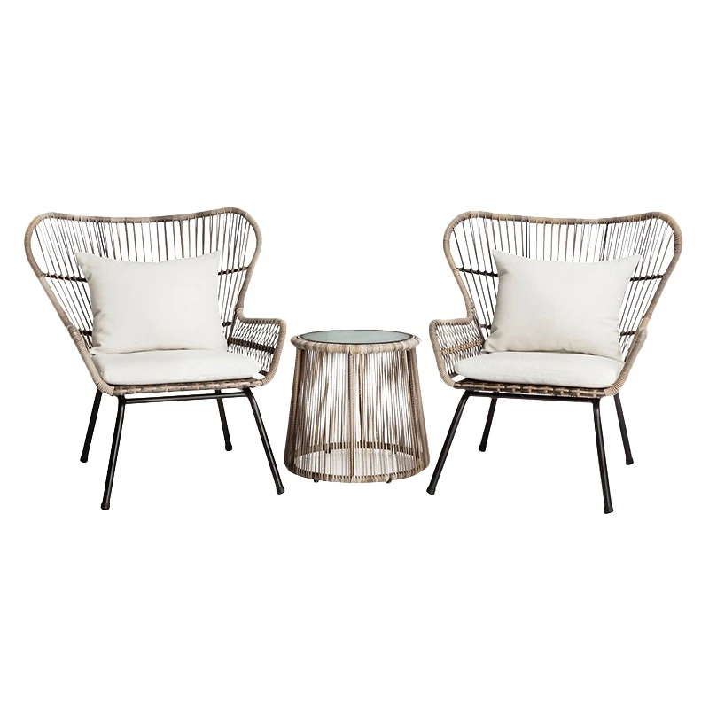 customization Lounger artificial Garden Wicker Beach Chairs leisure small tea table courtyard rattan sofa set