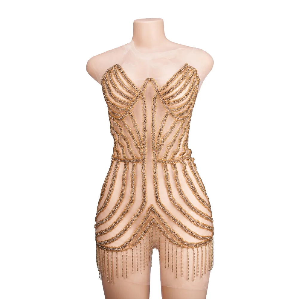 Rhinestone fringe appliques in embroidery stone crystals rhinestones bodice applique dress patches DRA-592