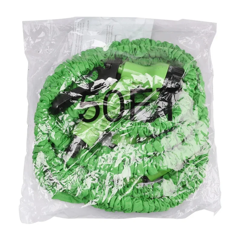 Green 25FT 50FT 75FT 100FT 150FTTriple Magic Garden Telescopic Water Pipe High Pressure Car Wash Gun Hose Car Wash Set