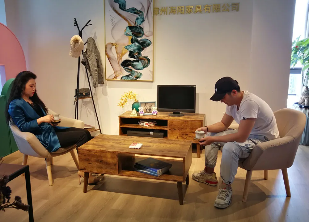 Living Room wood Cocktail Table TV stand Rectangular Sofa Coffee Table with Storage Shelf