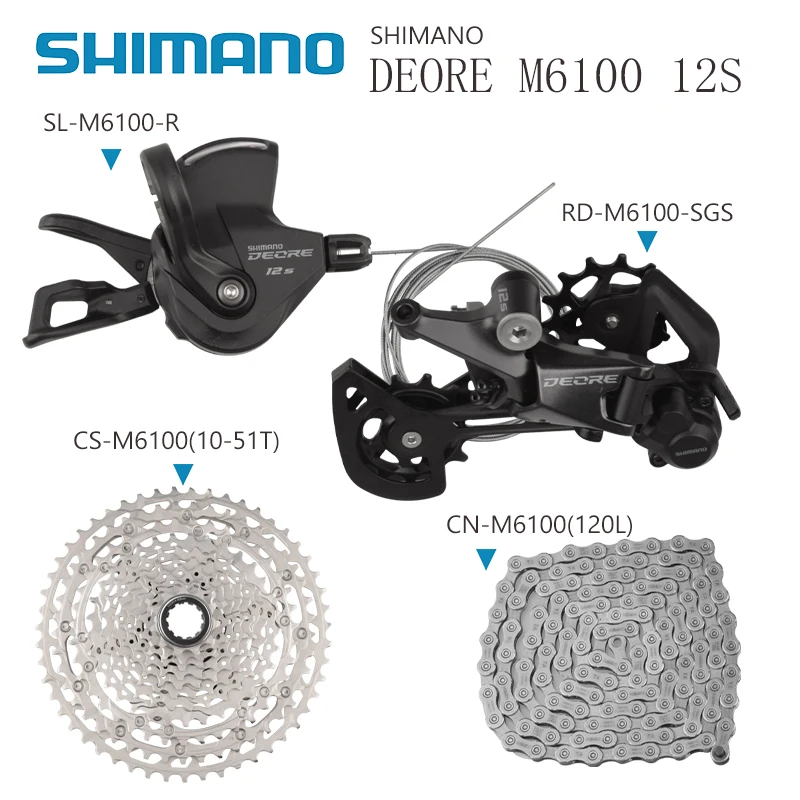  Shimano Deore M6100 1X12 комплект из 4-х предметов включает в себя RD-M6100SGS + SL-M6100 R CS-M6100 51 т маховик