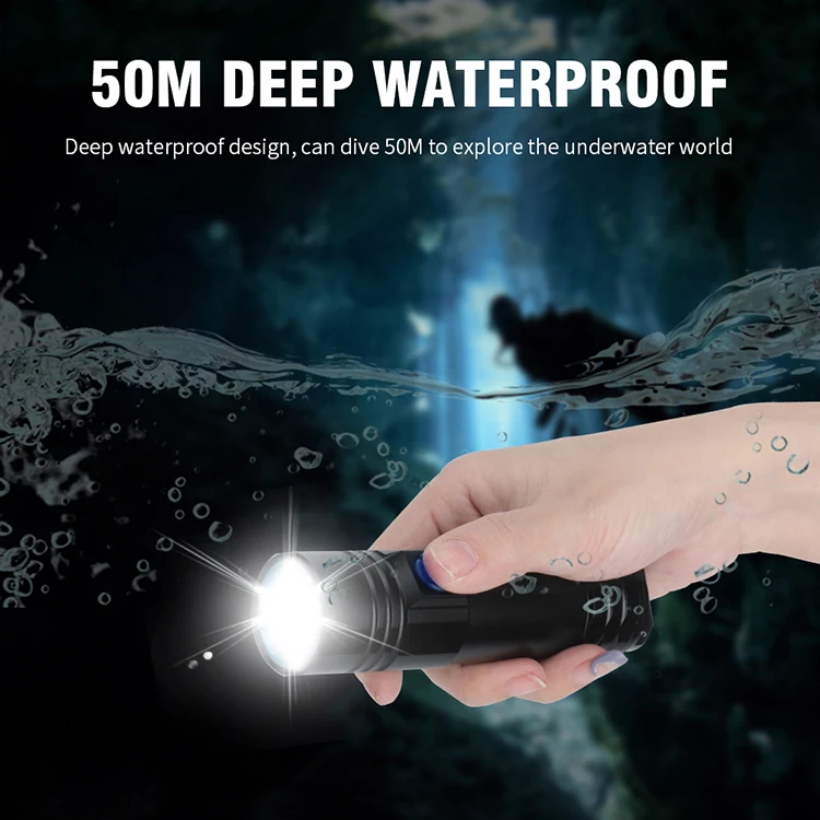 BORUiT IPX8 Waterproof 26650 Rechargeable battery  L2 Scuba Diving Light Underwater 50M Diving Led Flashlight Torch