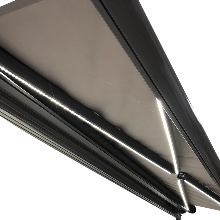 
anthracite grey good quality aluminum frame motorized full cassette retractable awnings with LED 