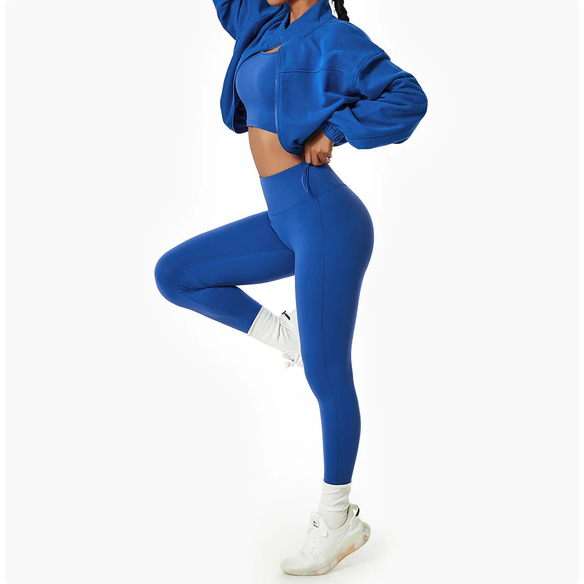 Wholesale Fitness Clothing Women Gym Clothes Kit Sweat Suit Butt Lift Women Long Sleeve 4 Piece Yoga Sets