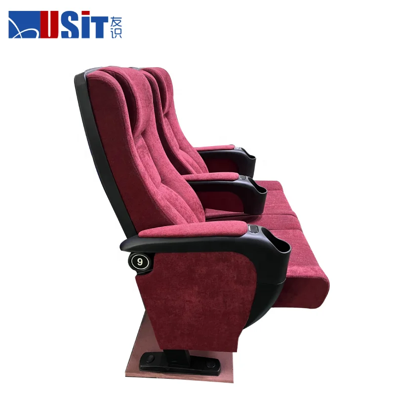 High Back Sliding Comfortable Movie Theater Seats Commercial Fireproof Fabric Theater Cinema Chair Furniture