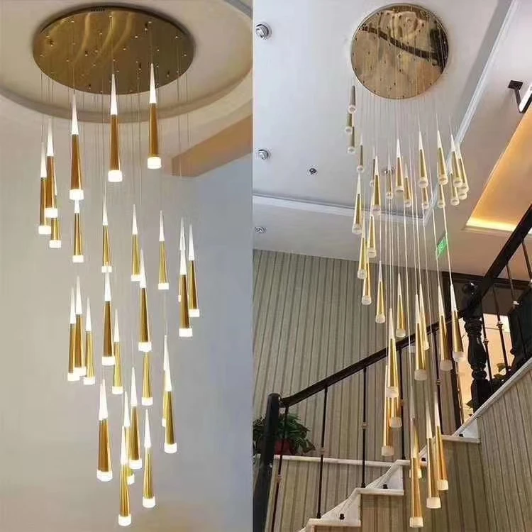 Modern long led chandelier luxury for stairs high ceiling hallways
