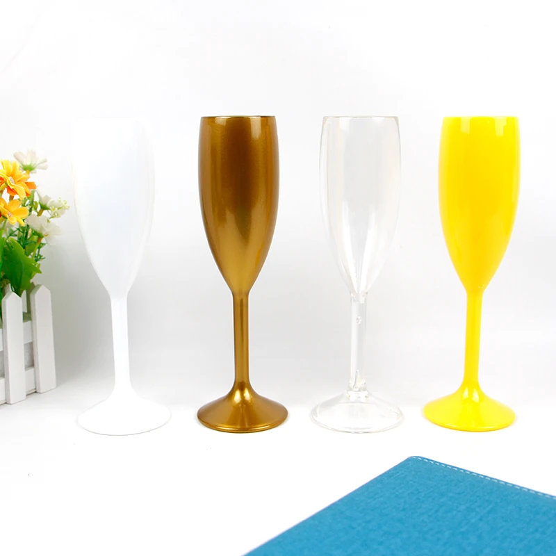 Plastic Glasses Cup for Events Unbreakable Plastic Wine Goblet Glasses Classical Party Plastic Champagne Flutes Reusable 170ml