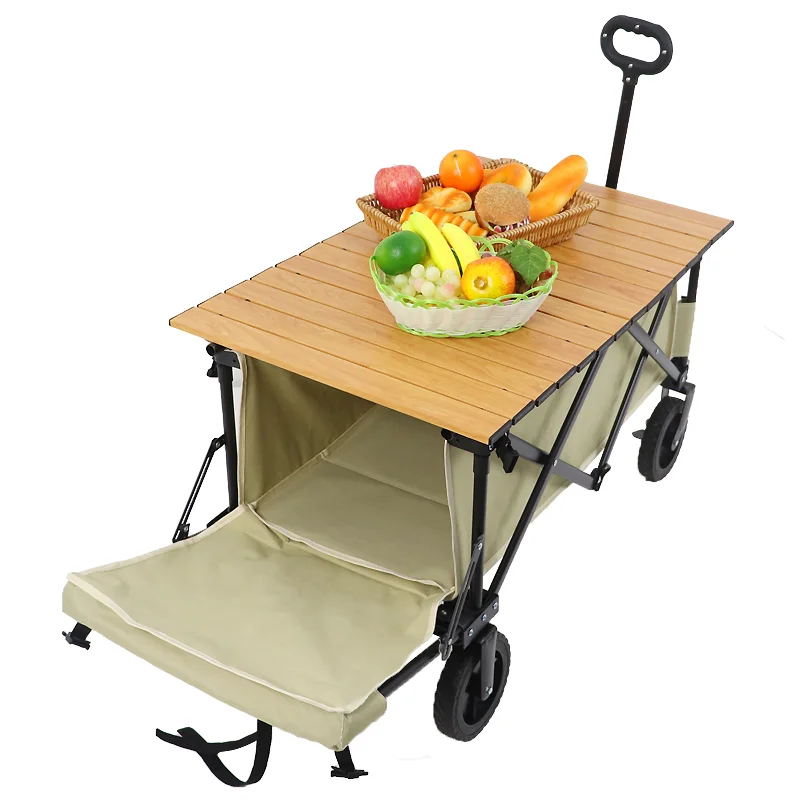 4 Wheels Folding Utility Cargo Wagon Cart Storage Rack And Folding Beach Wagon Folding Picnic Wagon