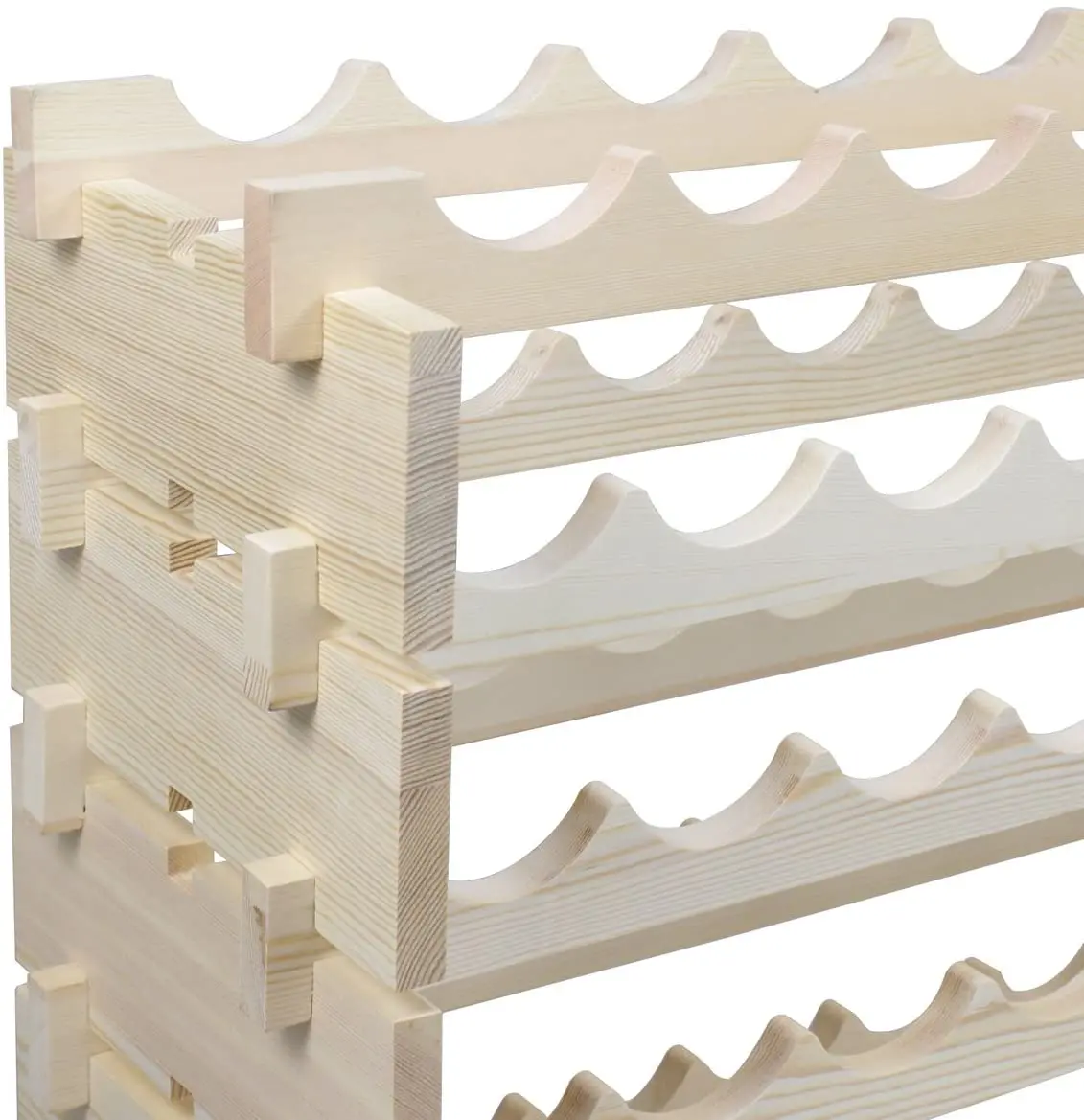 
Stackable Modular Wine Rack Wine Storage Stand Wooden Wine Holder Display Shelves, Wobble-Free, Solid Wood 