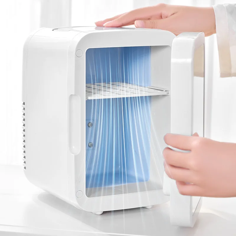 2024 New Custom Cosmetic Fridge Small Fridge Mini Thermo-electric 10 Liters Led Lighted Mini Fridge With Glass Door