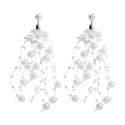 New Boho White Pearl Round Circle Hoop Earrings Women Gold Color Big Earrings Korean Jewelry Statement Earrings