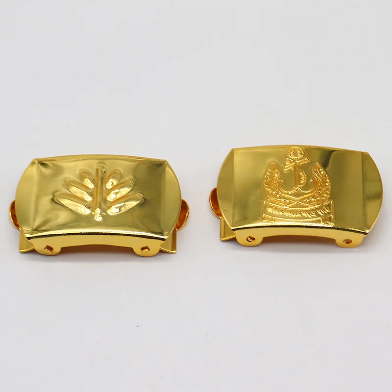 Customize Embossed Logo Solid Copper Golden Shiny Slide Pure Brass Buckle for Web Fabric Canvas Belt