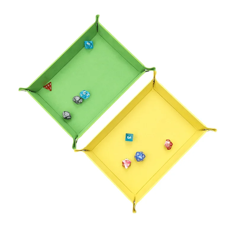 Factory Directly Supply Custom Logo Rectangle Function Jewelry Folding Storage Foldable Home Hotel Travel Pu Leather Dice Tray