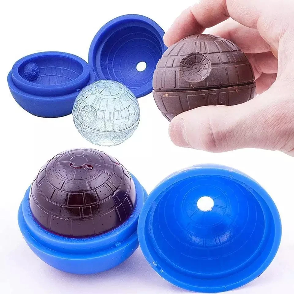 Death Star Ice Cube Mold 2 Pack Silicone Ice Molds Sphere Big Ice Ball Maker for Whiskey