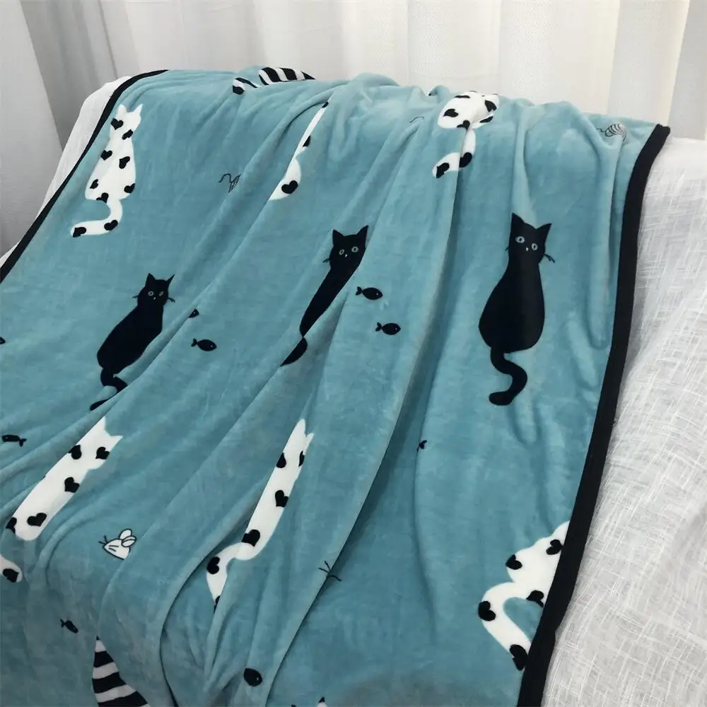 A81320  Soft Polyester  Cozy  Ultra-Plush Cat Pattern Designer Microfiber Flannel Fleece Blanket