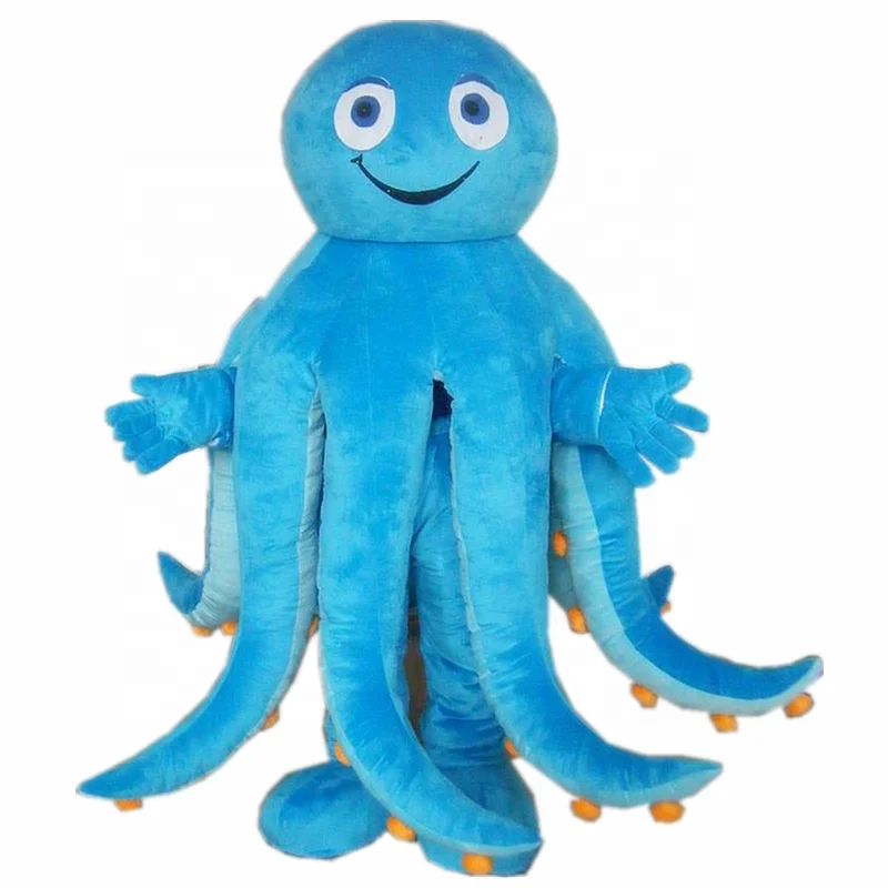 Good visual nice quality soft plush blue octopus mascot costume walking life size adult octopus mascot costume