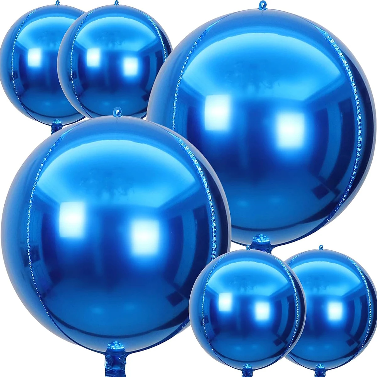32 Inch Blue Party Balloon Decorations Large Mylar Foil Big Round Balloons 4D Metallic Blue Balloons