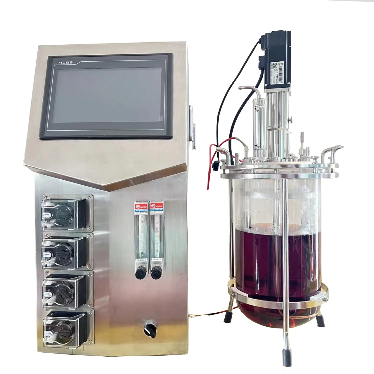 Ruiyuan Hot Sale Bioreactor Jacketed Glass Reactor 1l 2l 3l 5l 7l 10l Bench Top Bioreactors