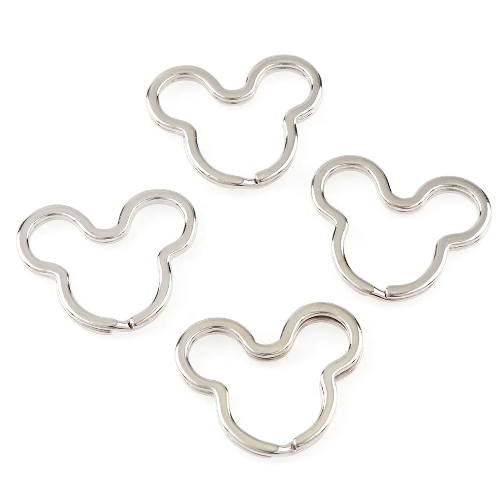 Custom rainbow color mouse head shape metal split flat key ring for keychain