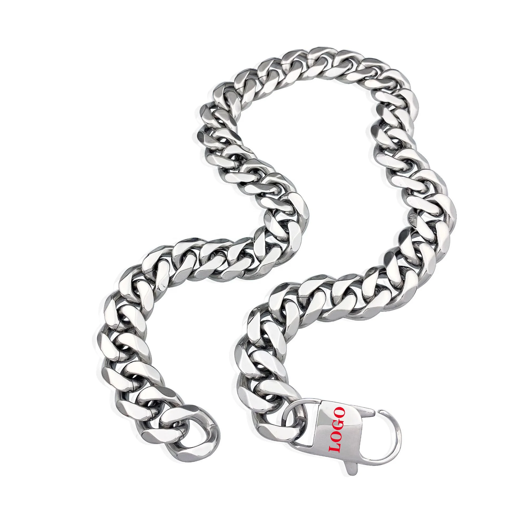 Top Quality Jewelry Chunky Heavy Miami custom 14mm Cuban Link Name Chain Necklace 316 L Stainless Steel Cuban Chain Necklace