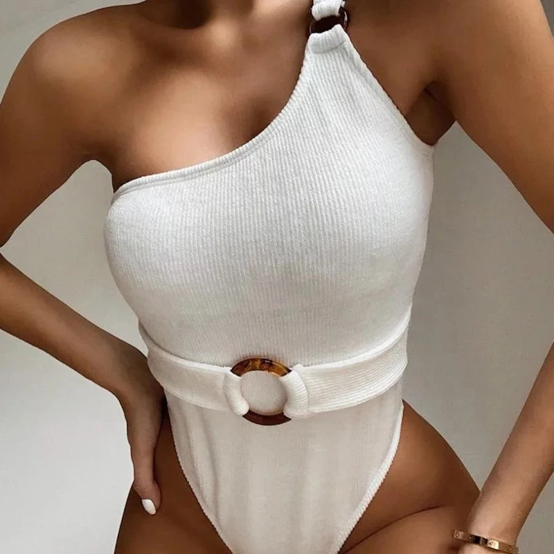 
Julysand wholesale woman one shoulder swimwear custom womens swimwear sexy shiny swimwear bikinis 