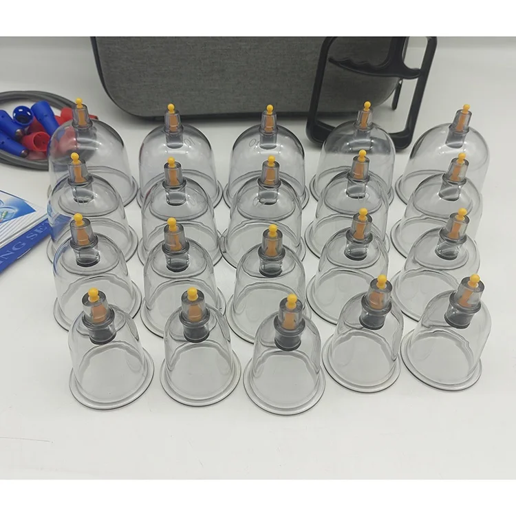 20 Pack Cupping Glasses Set with Acupressure Point Magnets Vacuum Pump  for Face Body Cellulite Tension Relaxing Muscles Scraper