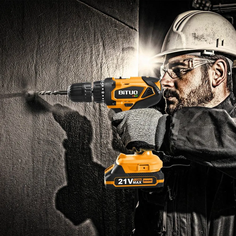 Power Tools Professional Drill Rechargeable Lithium Battery 21V Cordless Brushless Electric Drill Hand Power Drills