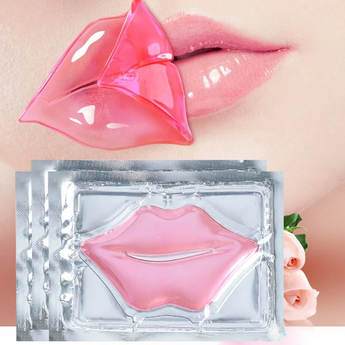 Free shipping 10000pcs Vegan Lip Mask Sheet Moisturizing Plumping Pink Gold Hydrogel Collagen Sleeping Lip Mask