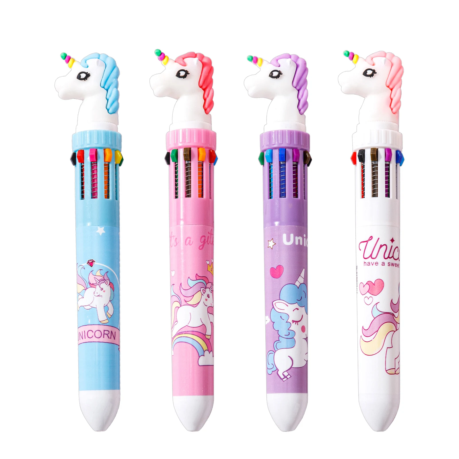 Cute Unicorn Hamster Dinosaur Rabbit 6 colors Ball Pen Multi color ball pen