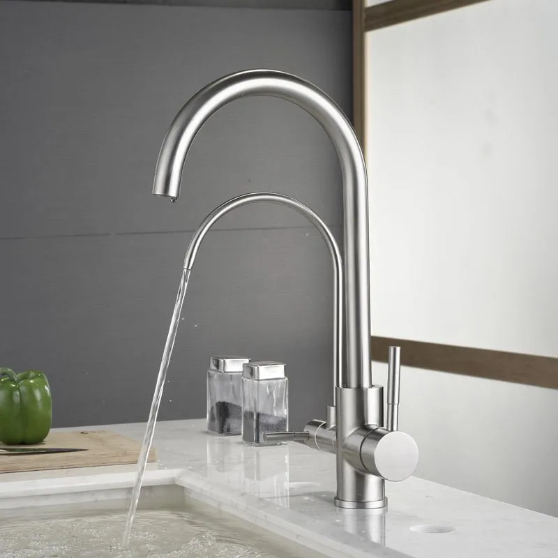 Good Quality Purification Tap Stainless Steel Drinking Water Tap Filter Mixer Kitchen Faucet Dual Handle Kitchen Sink Tap
