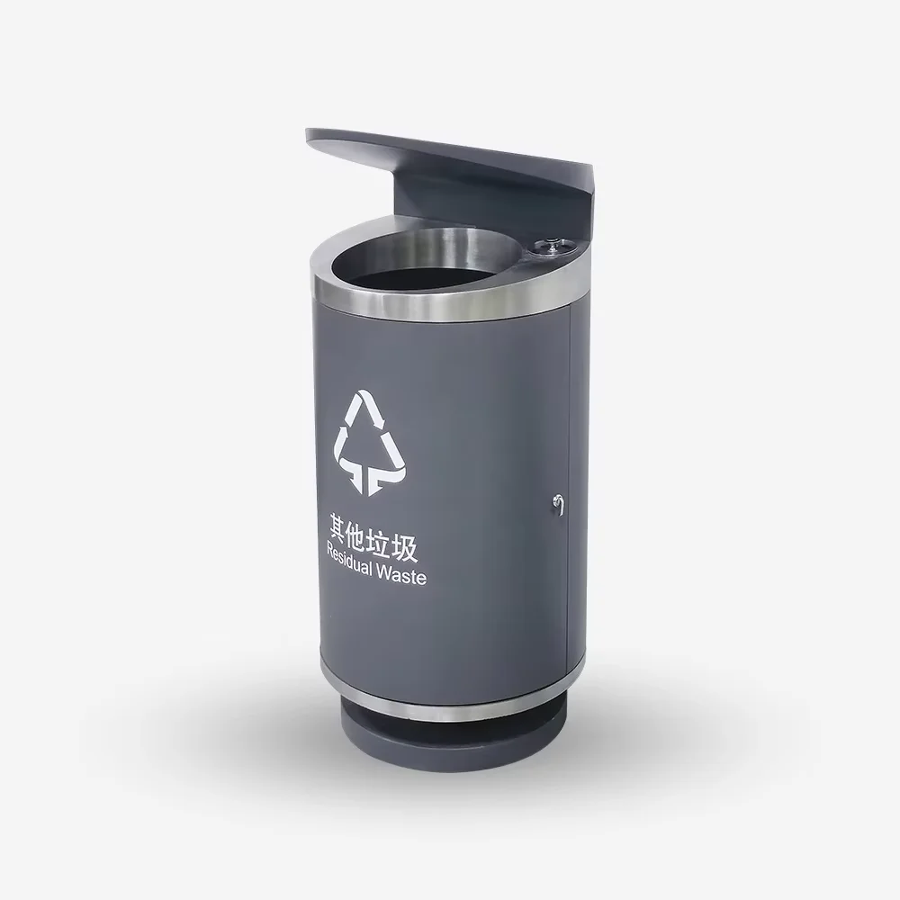 Street trash cans, outdoor trash cans, iron public storage bins, metal ashtrays, and