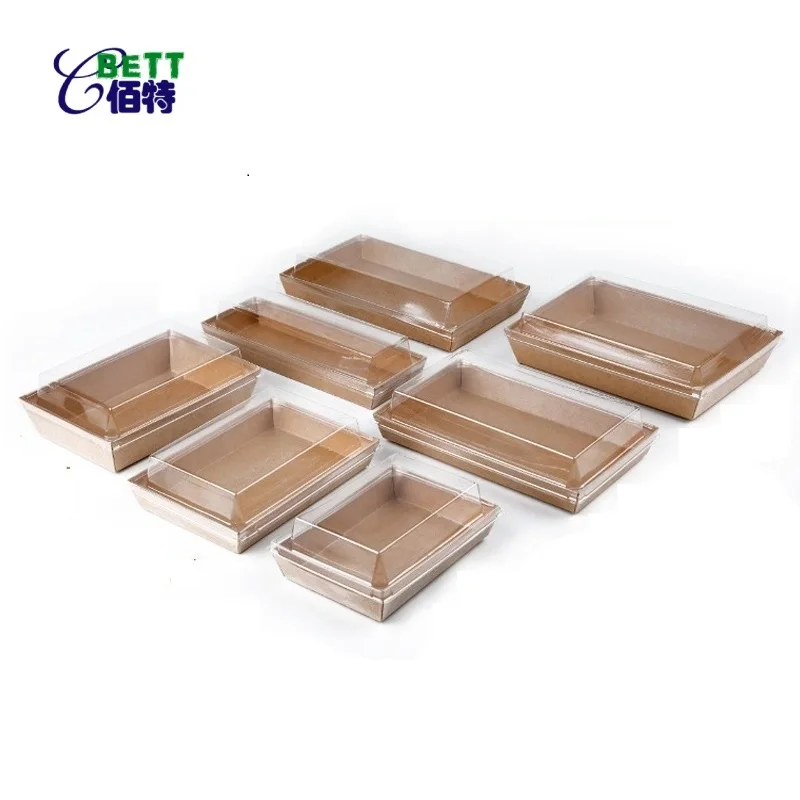 disposable compostable 2layer brown Kraft Paper Food hot dog bread Swiss Roll sushi Bakery togo Takeaway container Box Packaging