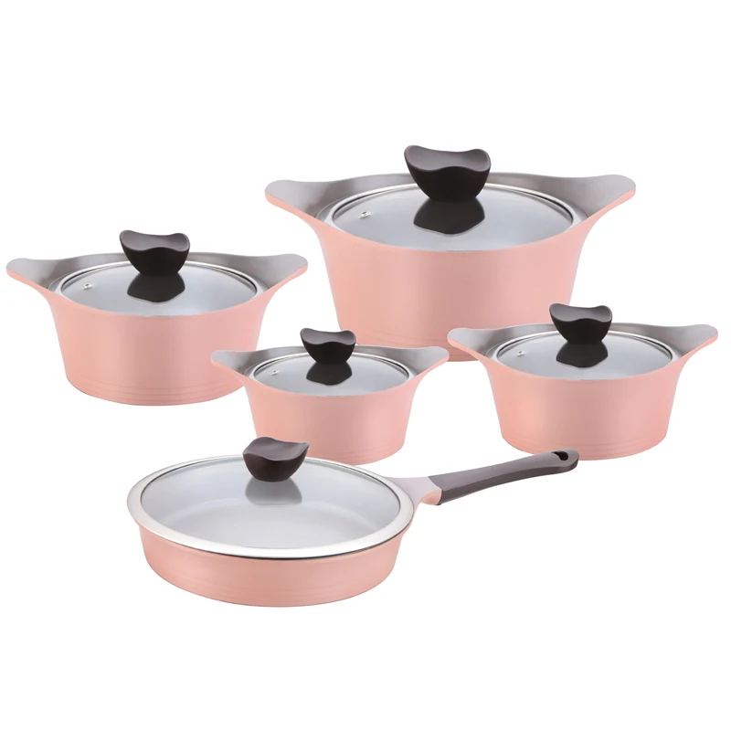 10pcs aluminum gray ceramic korea model cookware
