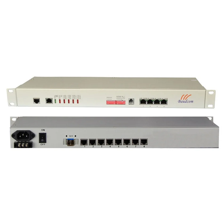 Baudcom 8E1 4 10/100/1000 Gigabit Ethernet Fiber Multiplexer