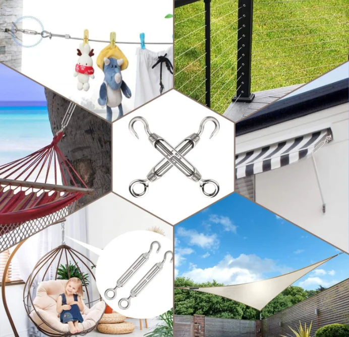 Сверхмощный Трос Натяжные Кабельные перила комплект 304 нержавеющая сталь крюк для стяжки