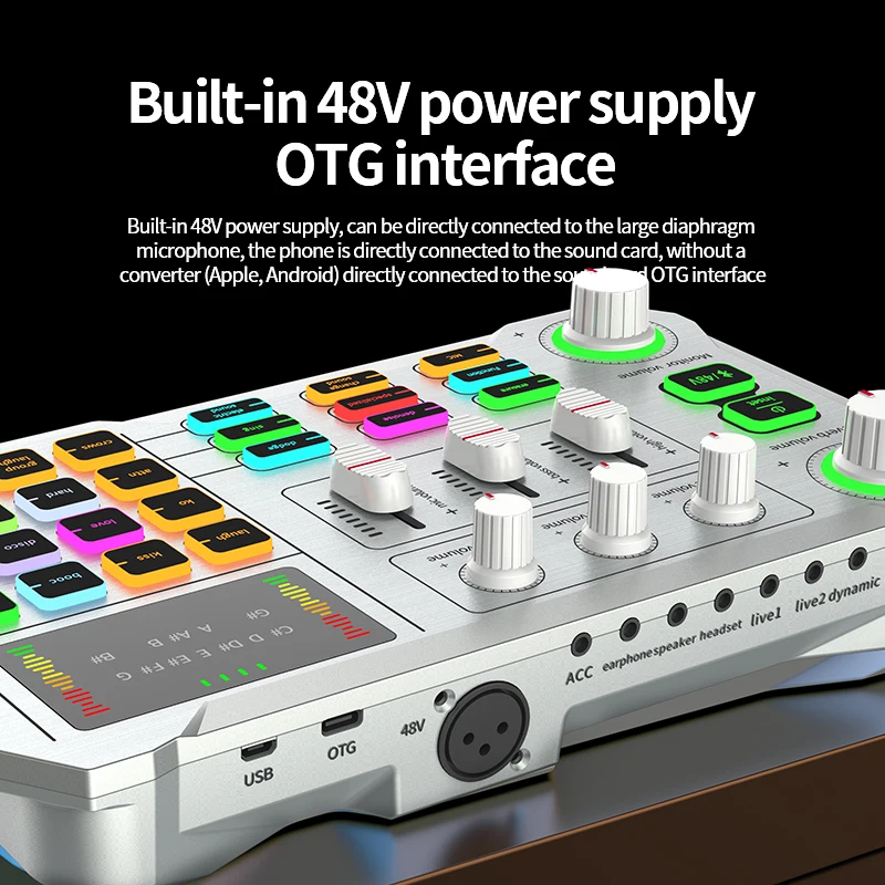 2023 White New Live Sound Card Live Studio Sound Card  Home KTV Stage Performance Conference