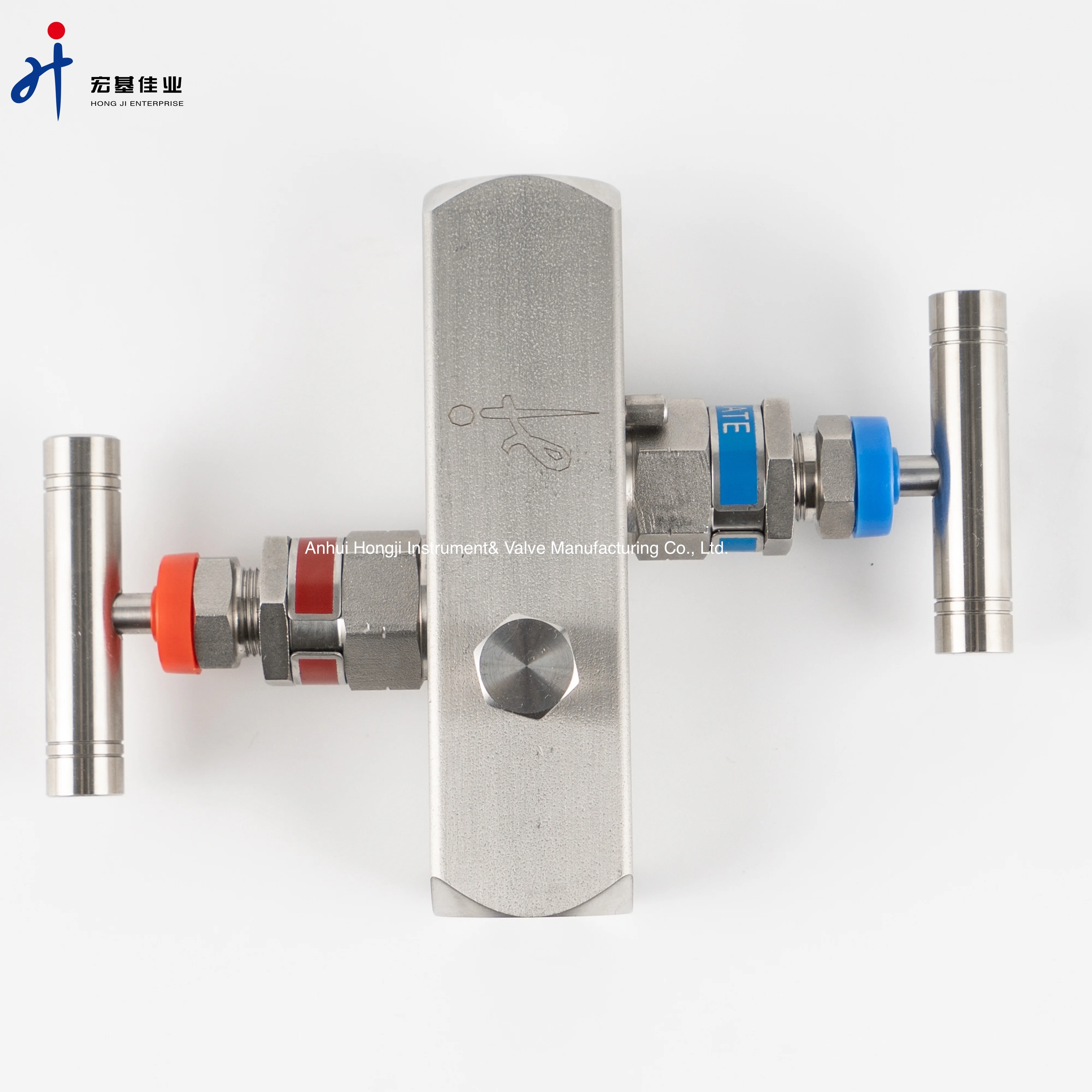 Stainless Steel Manifolds Female to Female Thread 2 Way Valve Manifold for Pressure Instrument