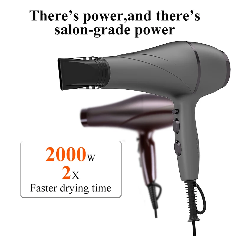 Bule wave Hair Dryers Power Cord Switch Commercial Compact 2000w Portable Electric Blowdryer Infrared Hair Dryer