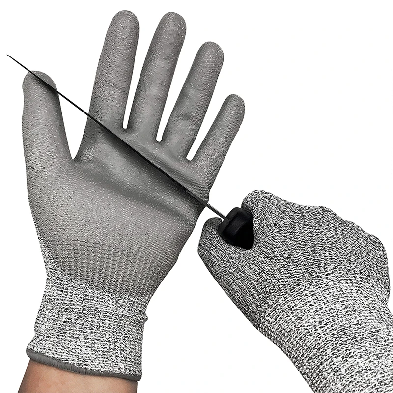 Minghao CE EN388 level 5 cheap HPPE cut proof safety kitchen cry anti cut resistant gloves