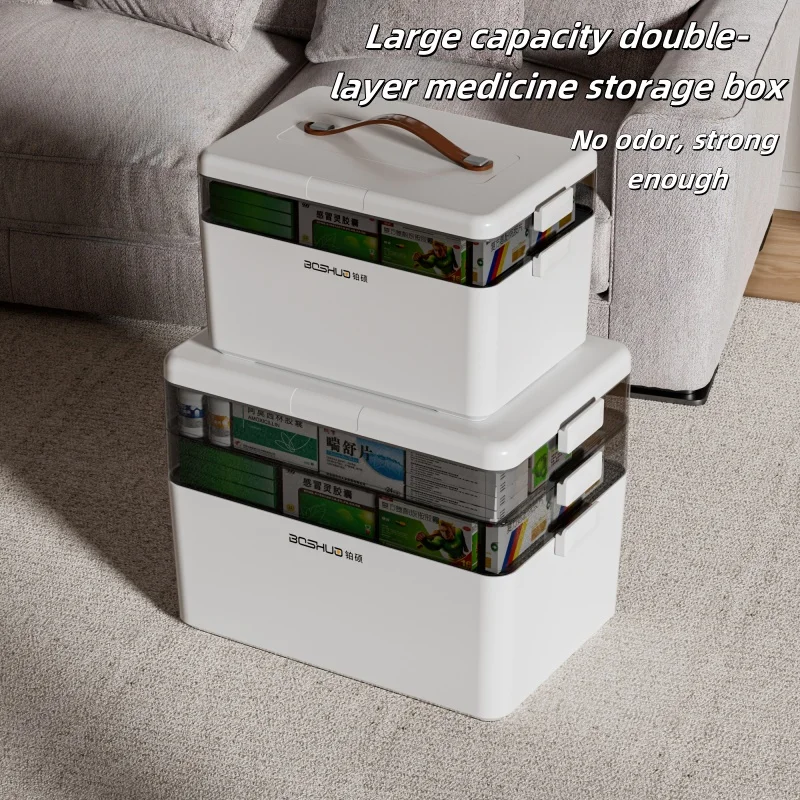 Large Capacity Family Medicine Organizer Box Portable First Aid Kit Medicine Storage Boxes Organizers Plastic Organizing Home