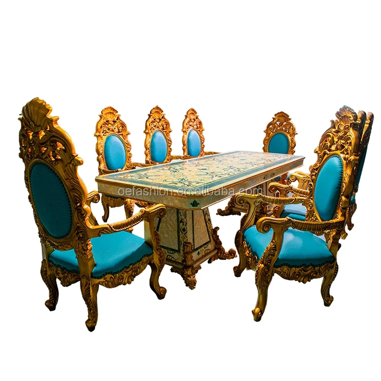 OE-FASHION custom European solid wood stick shell dining table and chair Italian luxury dining table palace villa furniture