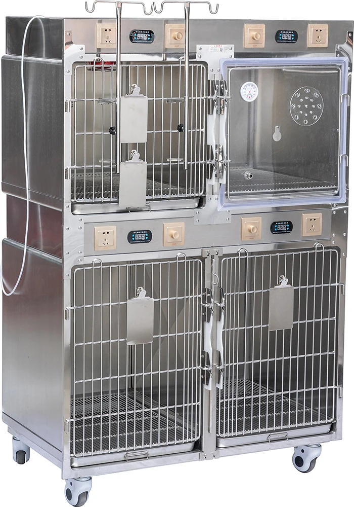 Pet Hospital Inpatient Oxygen Chamber Cage Hot Sale Veterinary Stainless Steel Pet Cages Pet CageStainless Steel