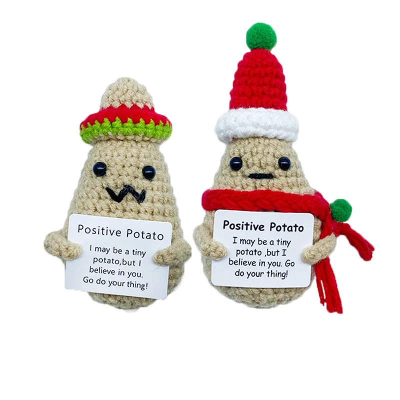 Hot Selling Christmas Party Decorations Hand Made Crochet Knit Positive Doll Christmas Ornaments Christmas Potato Doll