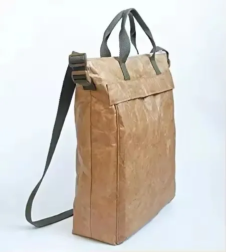 Custom eco friendly dupont paper ladies tote travel bags tyvek paper tote bag with outside front pocket