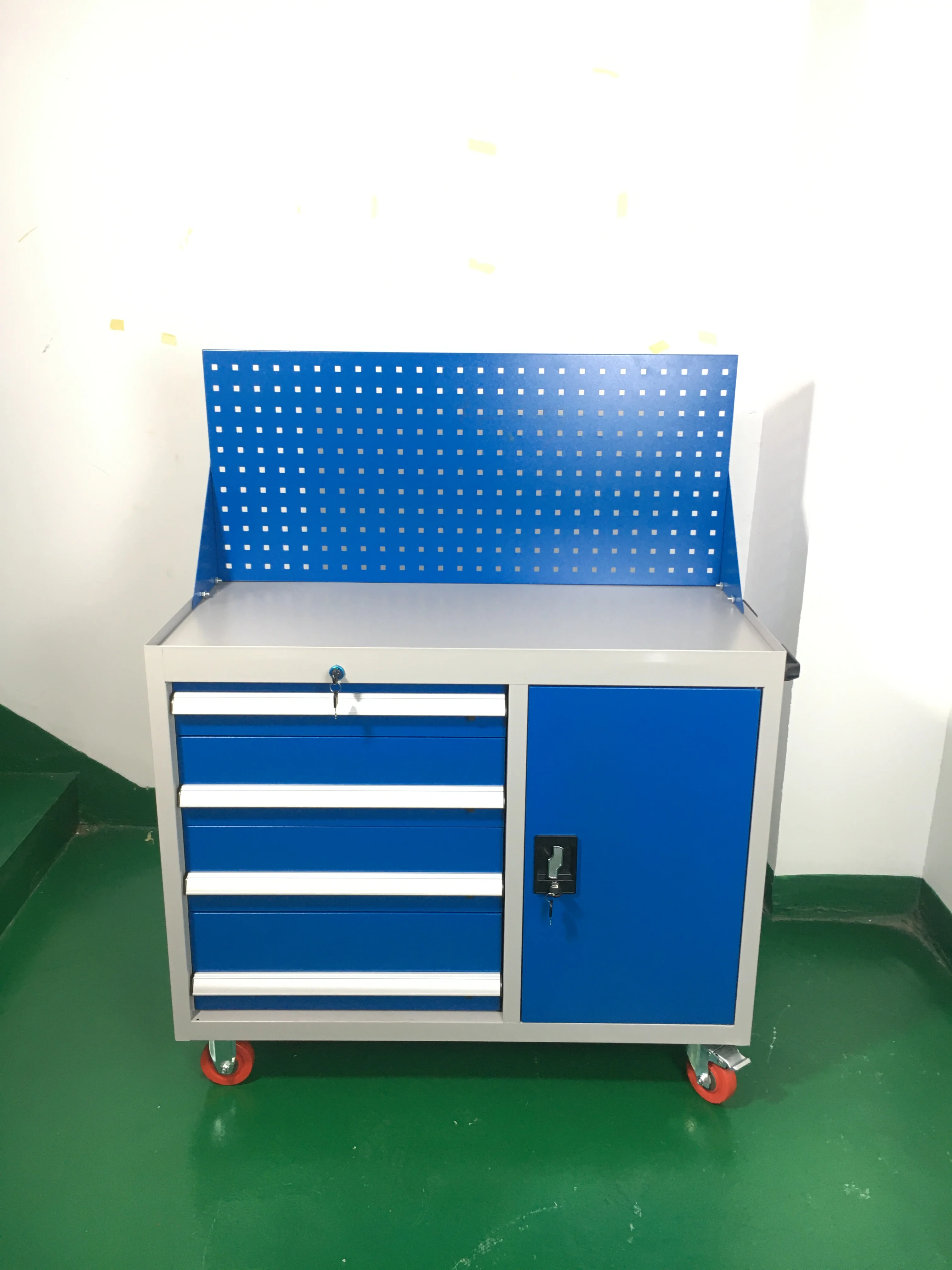 Industrial Mobile Storage Cart Steel Tool Cabinet with Wheels for Workshops Auto Repair Powder Coating Finish OEM Supported