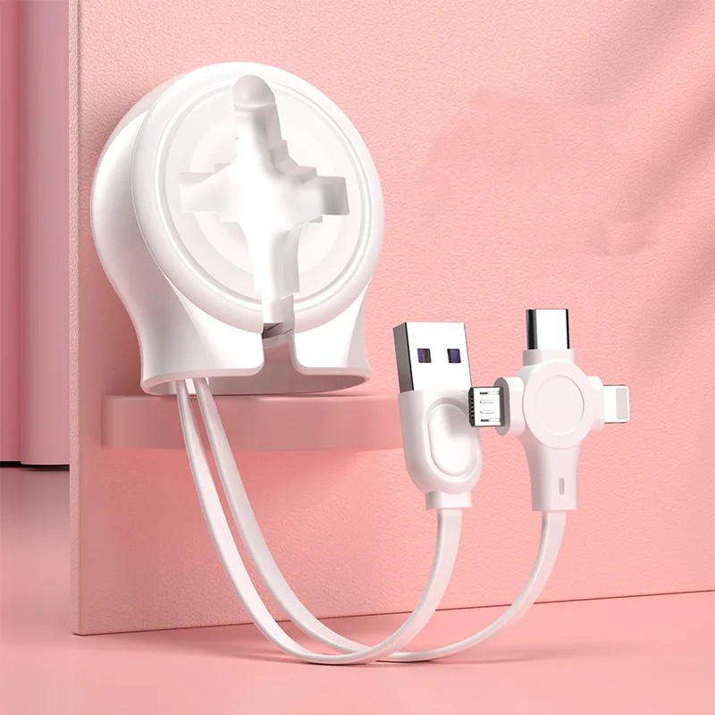 Customized LOGO  1.1 M Charging Cable Durable Type 3 In 1 Creative Portable Retractable Usb Charging Cable