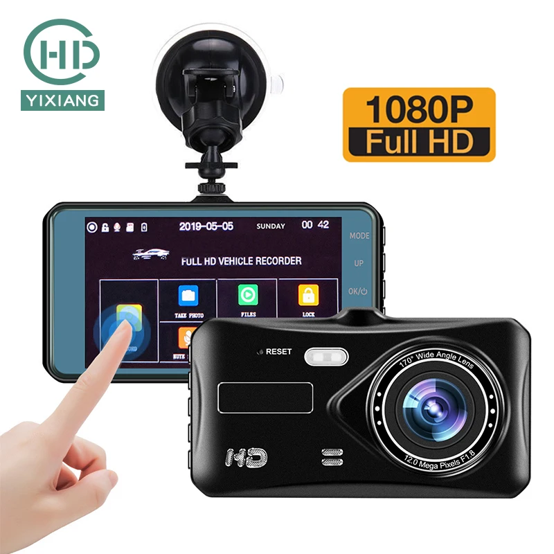 HD 1080P Night Vision Front and Rear two way DVR Recorder 4.0 inch IPS Dash Cam Touch Screen dash camera for car