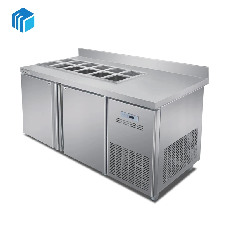 Personalized Blu-ray workbench Commercial Refrigeration Equipment Double Door Fridge / Workbench Chiller /Under Bar Refrigerator