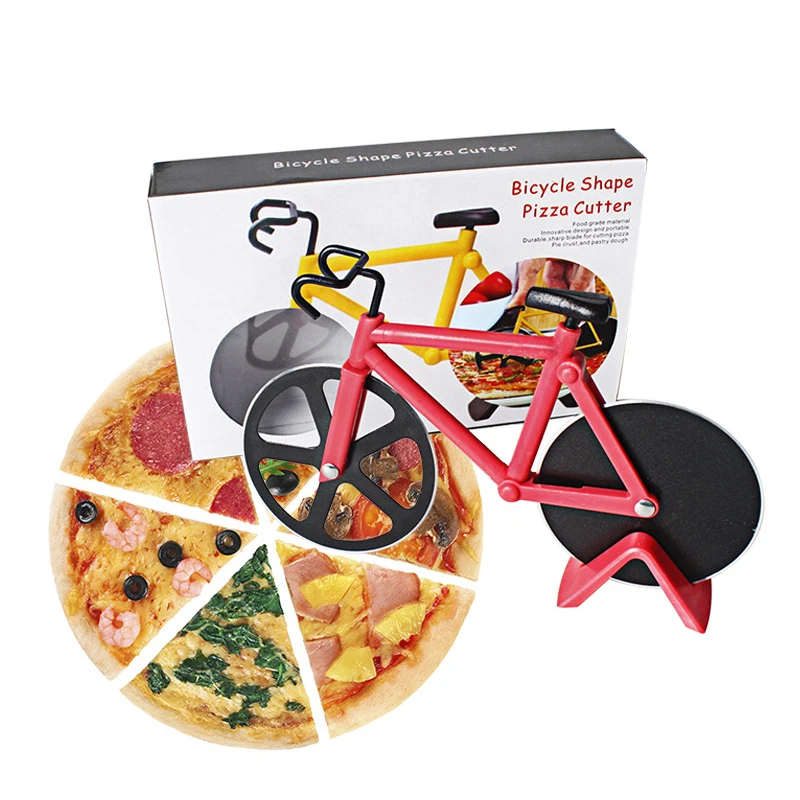 Creativity Bicycle Pizza Cutter Wheel Non-stick Dual Cutting Wheels Stainless Steel Bike Pizza Slicer Bicycle Shape Pizza Cutter