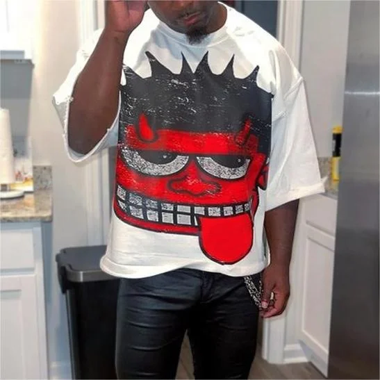 YITE graphic t shirts cropped boxy round neck drop shoulder 240 300gsm cotton screen print t shirt custom t-shirts for men